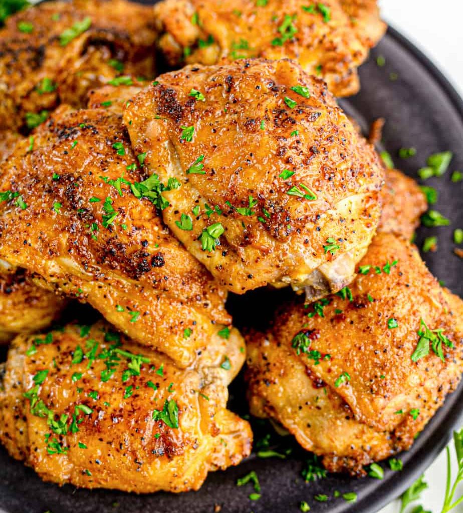 Crispy Baked Chicken Thighs Plate